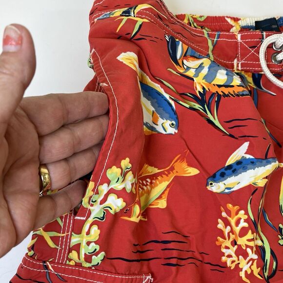 Polo‎ Ralph Lauren Mens Orange Graphic Marlins Swim Trunks Board Shorts Sz Large - Picture 6 of 12